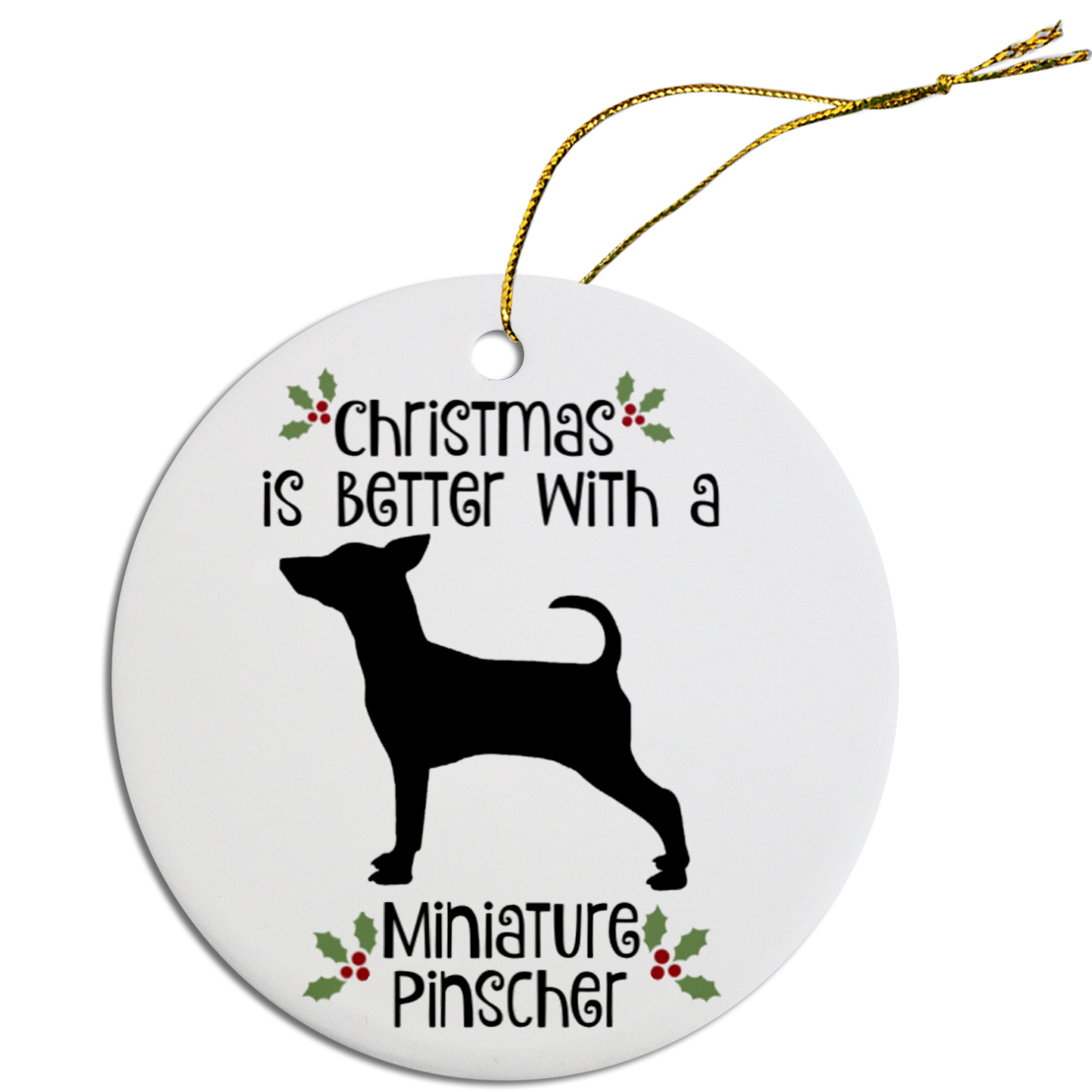 Breed Specific Round Christmas Ornament Miniature Pinscher
